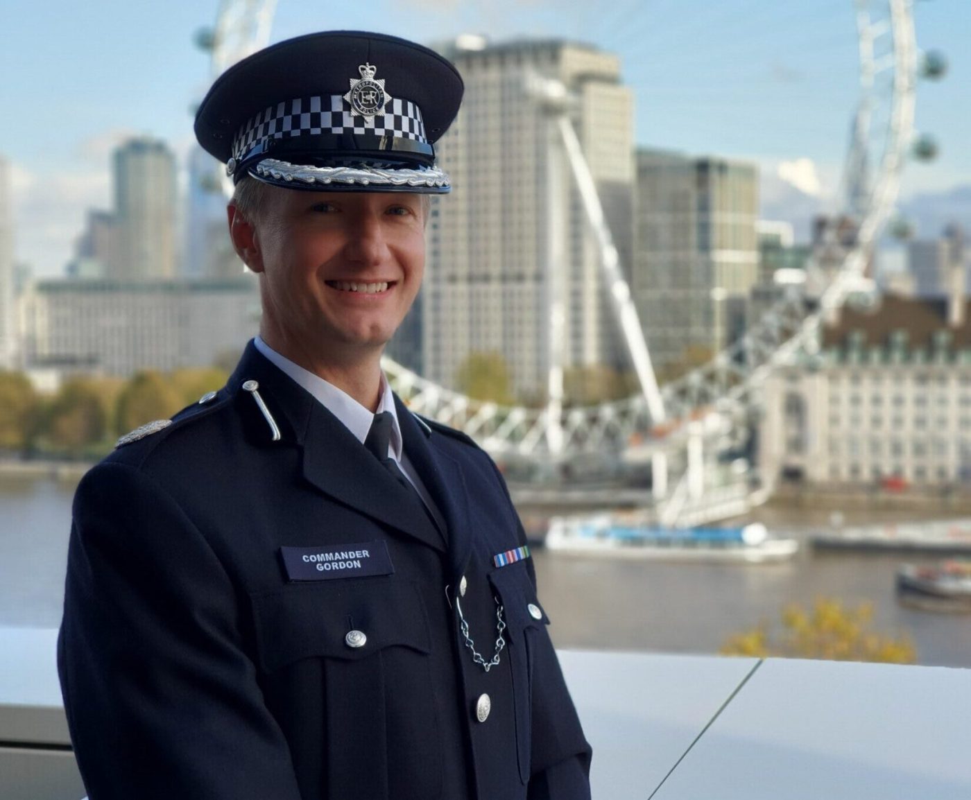Cdr Gordon with London Eye in background