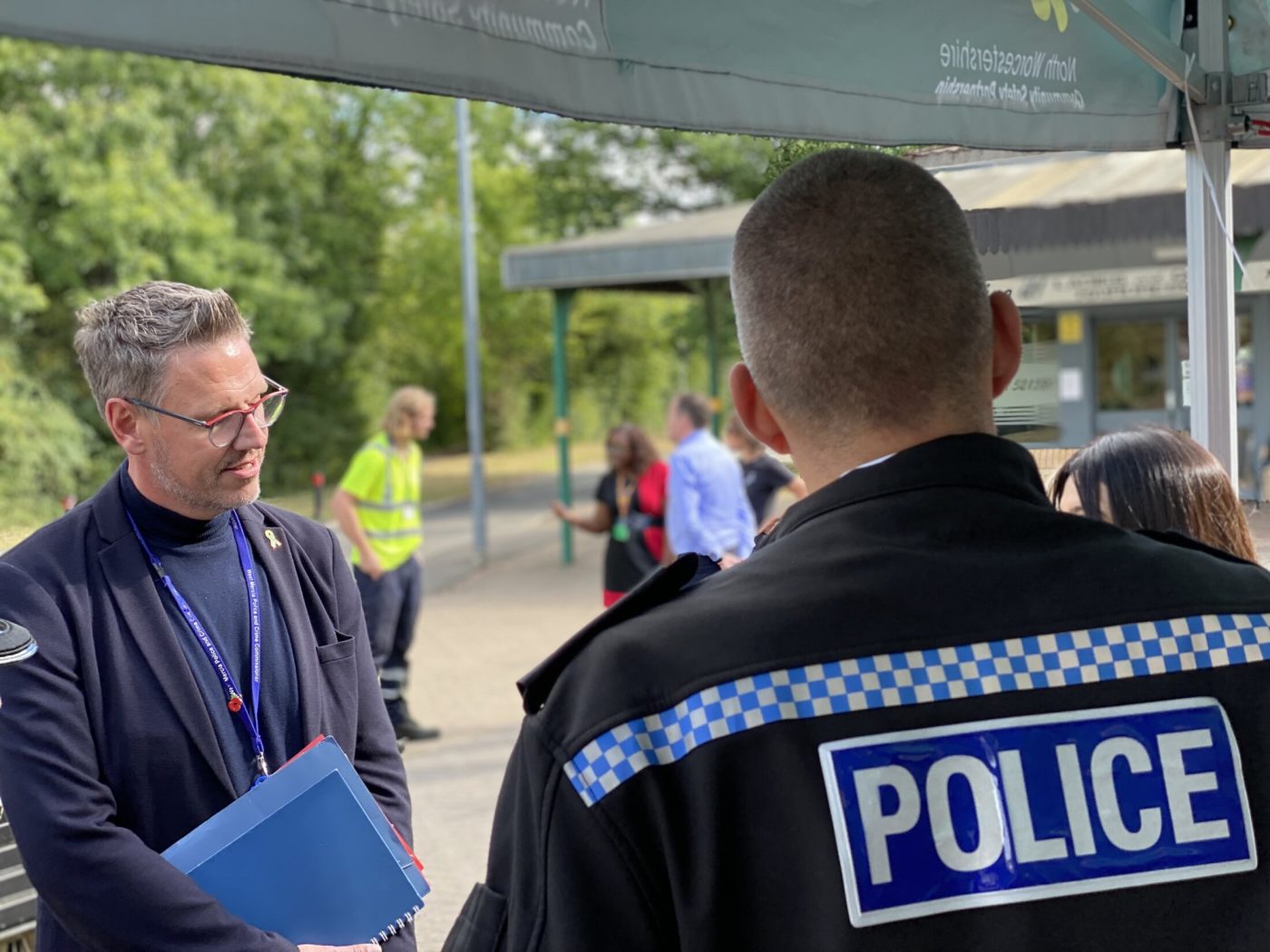 PCC John Campion speaks with the public with police